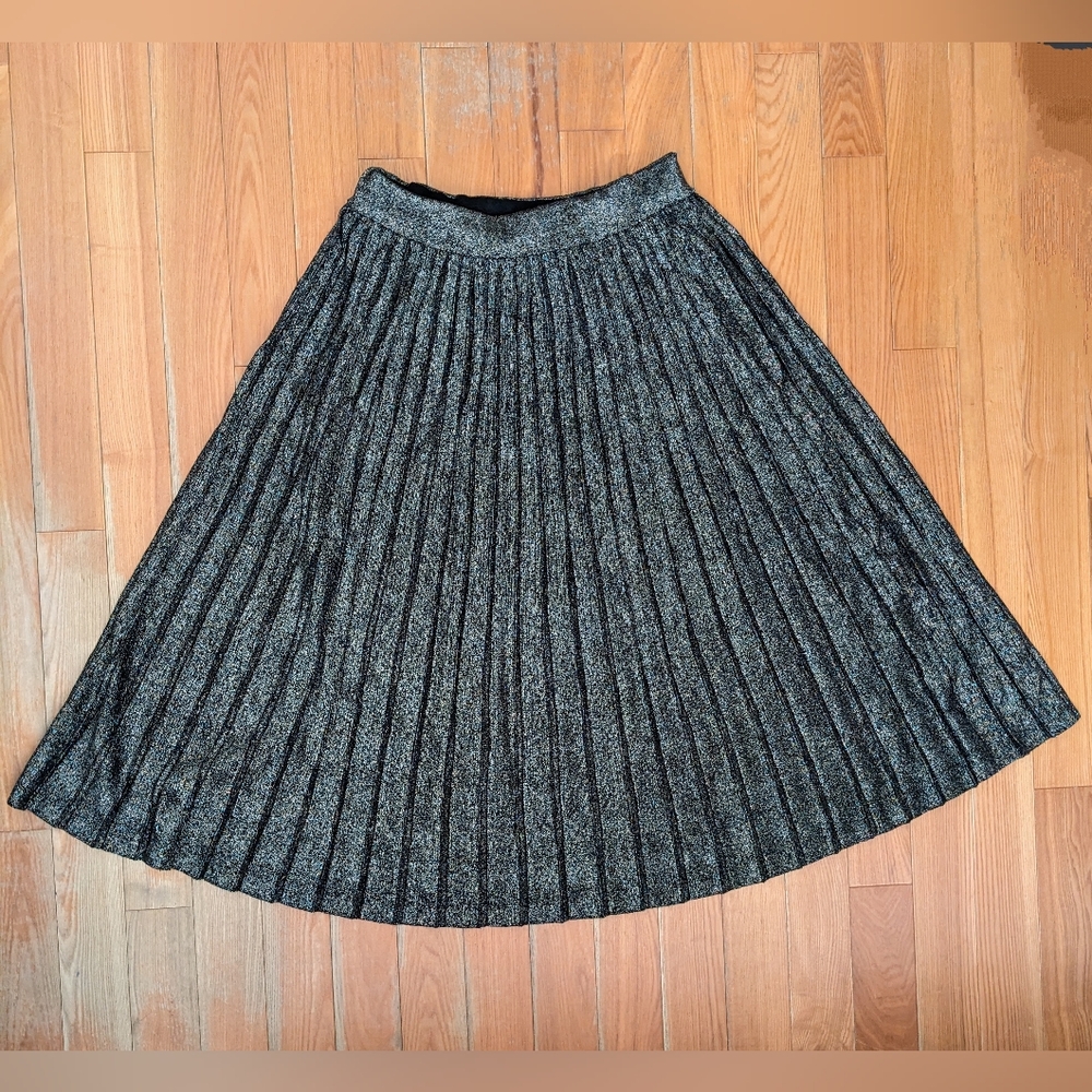 A.L.C. Nevada Lurex Metallic Pleated Knit Skirt Size XL